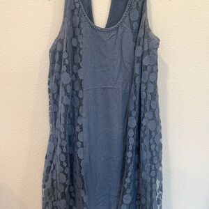 New Kori America Women's Periwinkle Lace Sleeveless Shift Mod Dress Size M